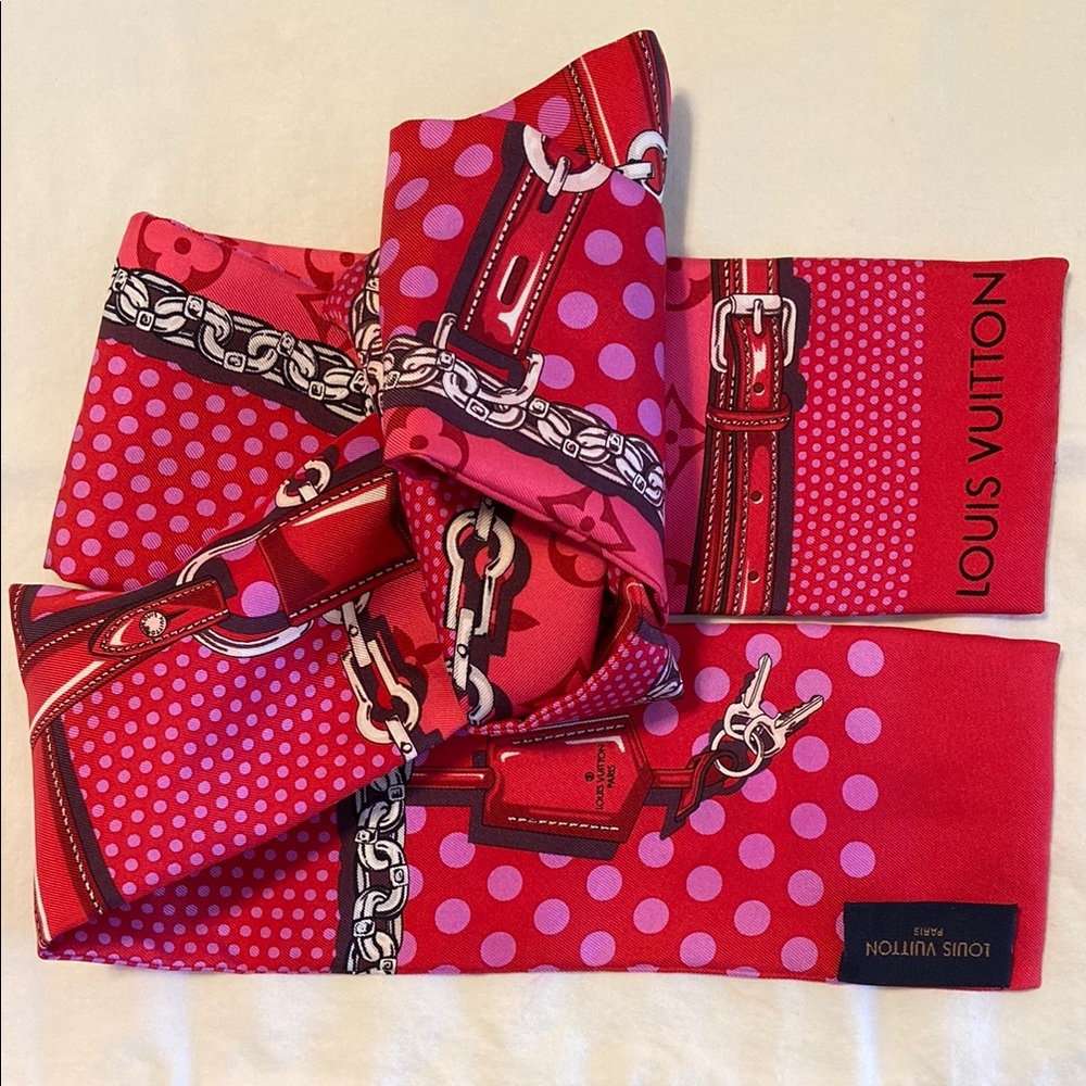 Louis Vuitton Bandeau Red and Pink Women's Scarf